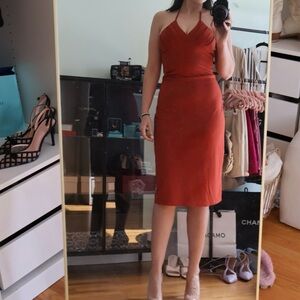 Burnt orange summer vacation dress with built in bra